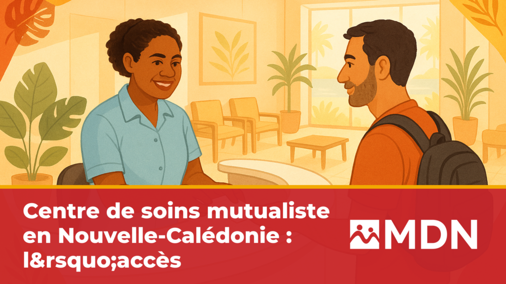 Agent d'accueil au comptoir d'un centre de soins mutualiste remettant un rendez-vous à un patient
