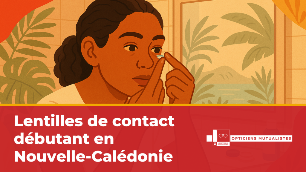 Femme seule dans une salle de bain posant une lentille de contact devant un miroir