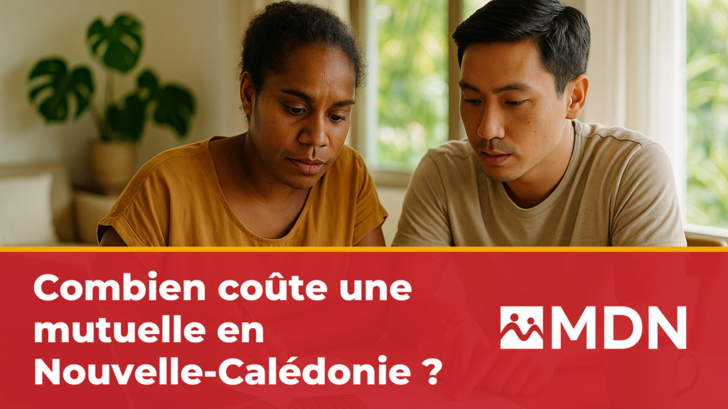 Couple calédonien analysant le budget de leur mutuelle santé à la maison avec une calculatrice