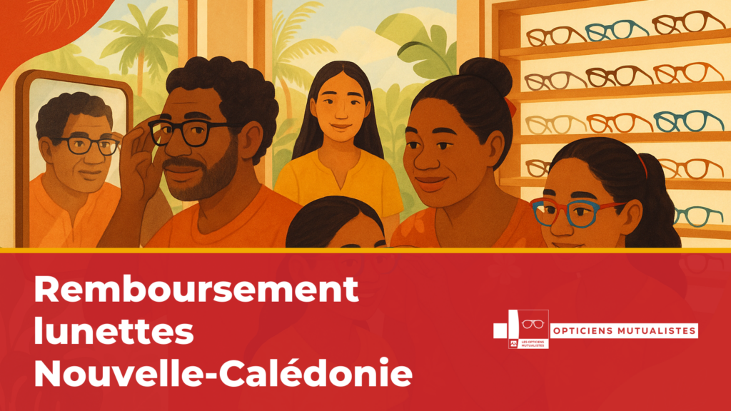 Famille calédonienne multiculturelle choisissant des lunettes de vue chez un opticien à Nouméa