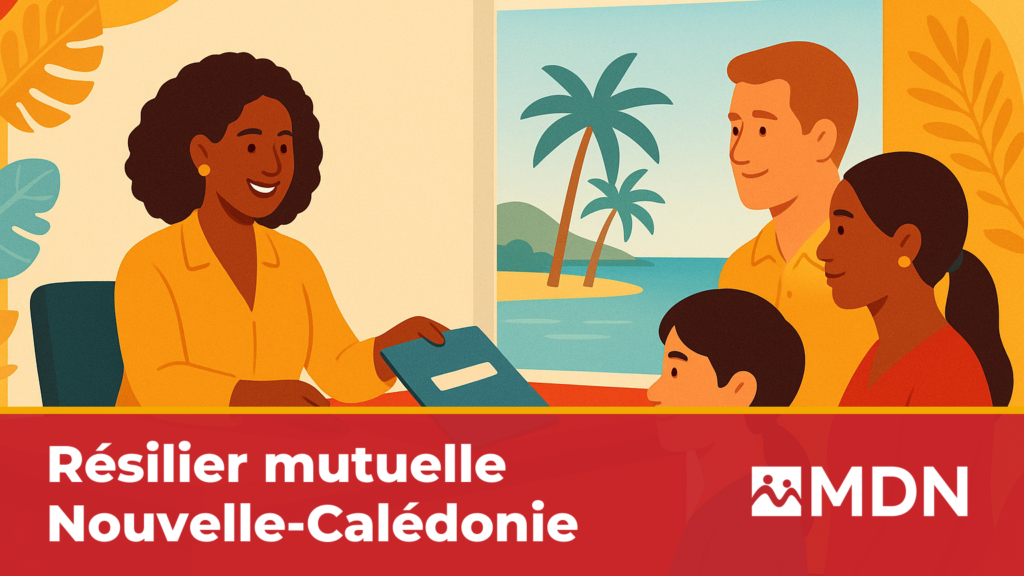 Famille calédonienne multiculturelle accueillie au guichet d'une mutuelle pour changer de complémentaire santé