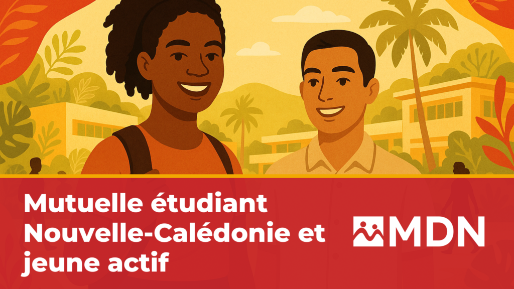 Deux jeunes adultes souriants devant un campus universitaire tropical en Nouvelle-Caledonie